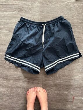 Vintage Men's Athletic Drawstring Shorts - Navy Blue